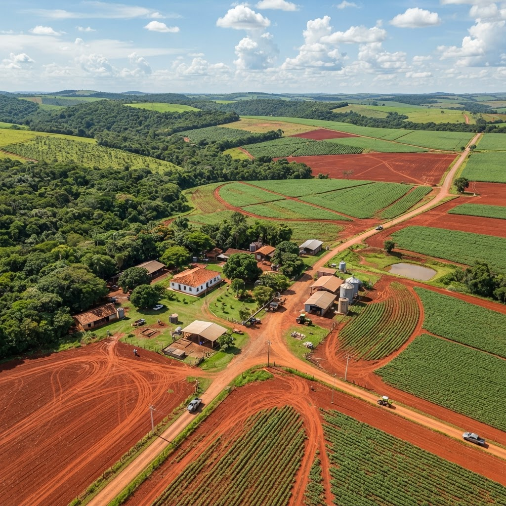 Vista aérea de propriedade rural